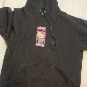 Hello Kitty Black Hoodie With Japanese Writing
